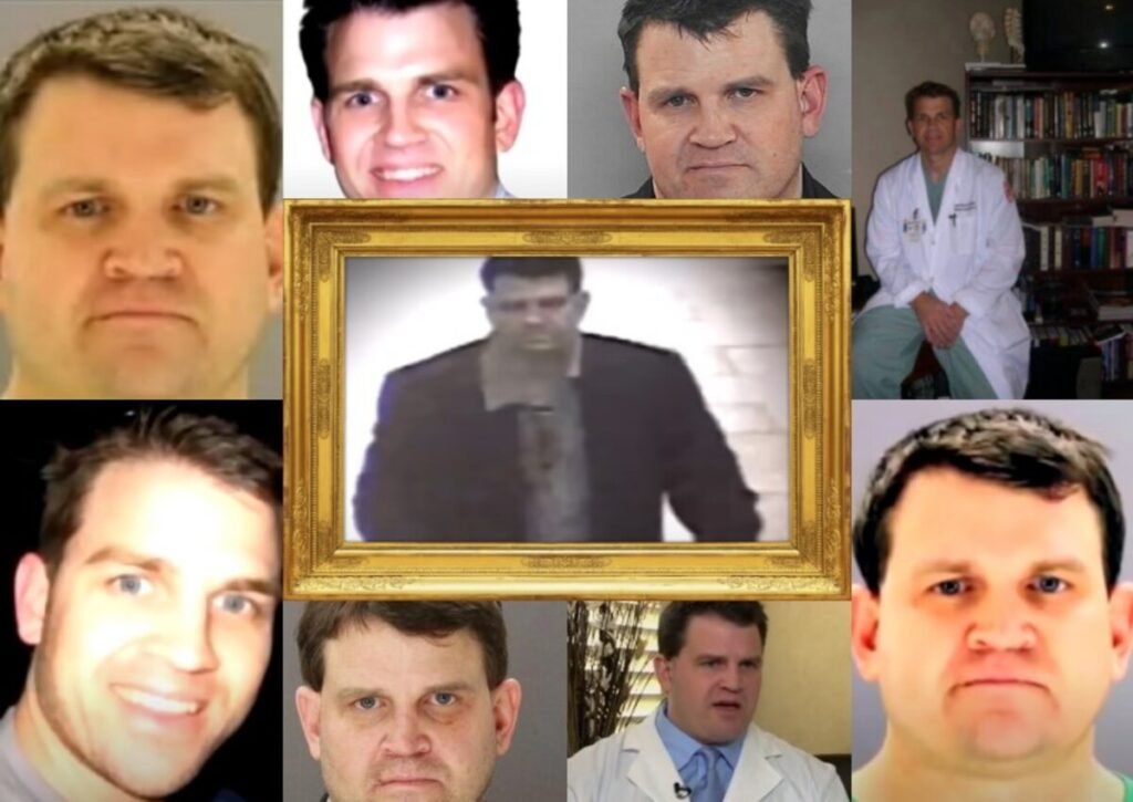 Various images of Christopher Duntsch. Including professional photos, mugshots, and still shot from video surveillance footage when he got arrested for shoplifting.