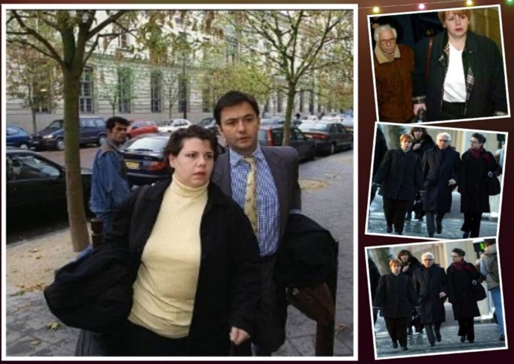 Various images of Christine Malevre walking to court with her attorney.